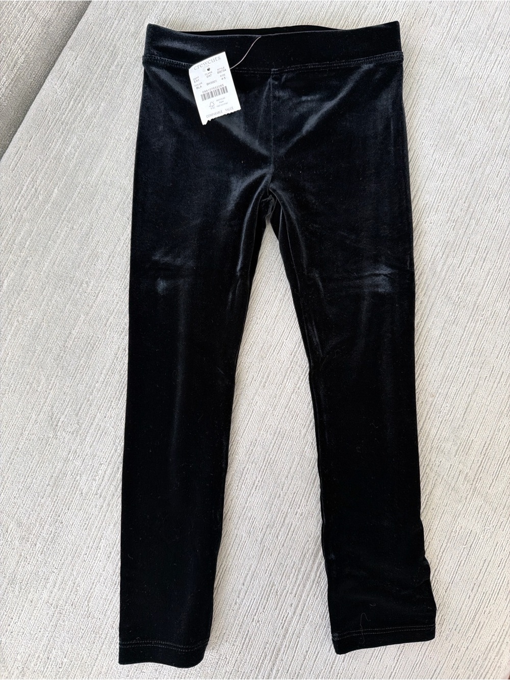 Crewcuts Factory Black Velvet Leggings Girls Size 4-5 NWT J.Crew Factory